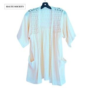 Haute Society by Anthropologie NWOT Boho Lace Kimono Blazer Festival Jacket M